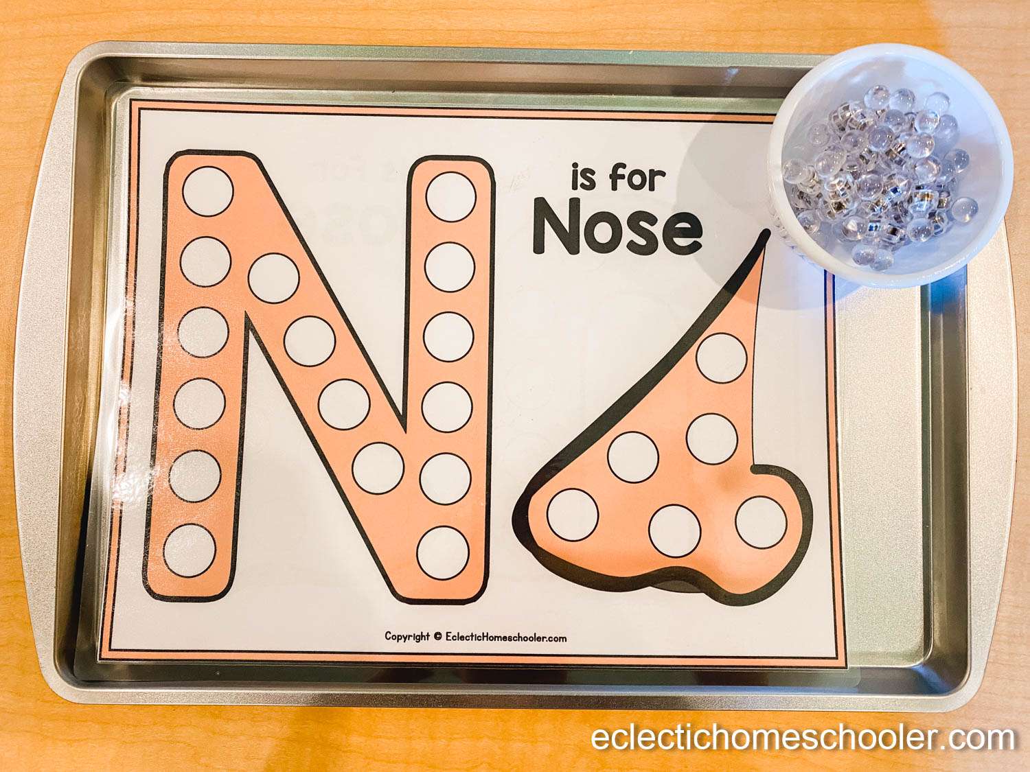 Letter N Printable Dot Page With Magnetic Tacks