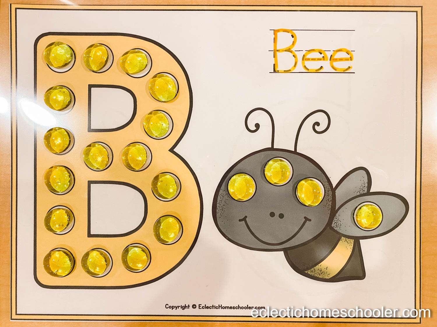 Letter B Do a Dot Printable With Glass Gems