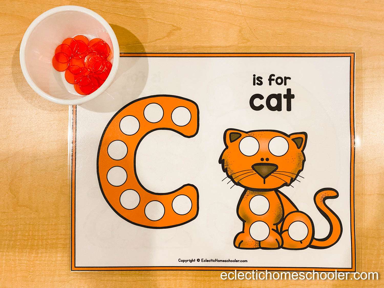 Letter C Printable Dot Pages with Counting Chips