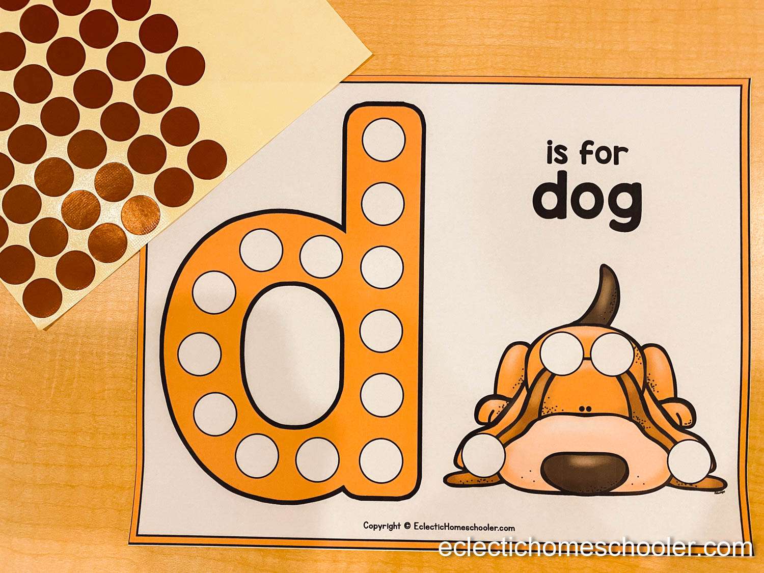 Letter D Printable Dot Pages with Dot Stickers