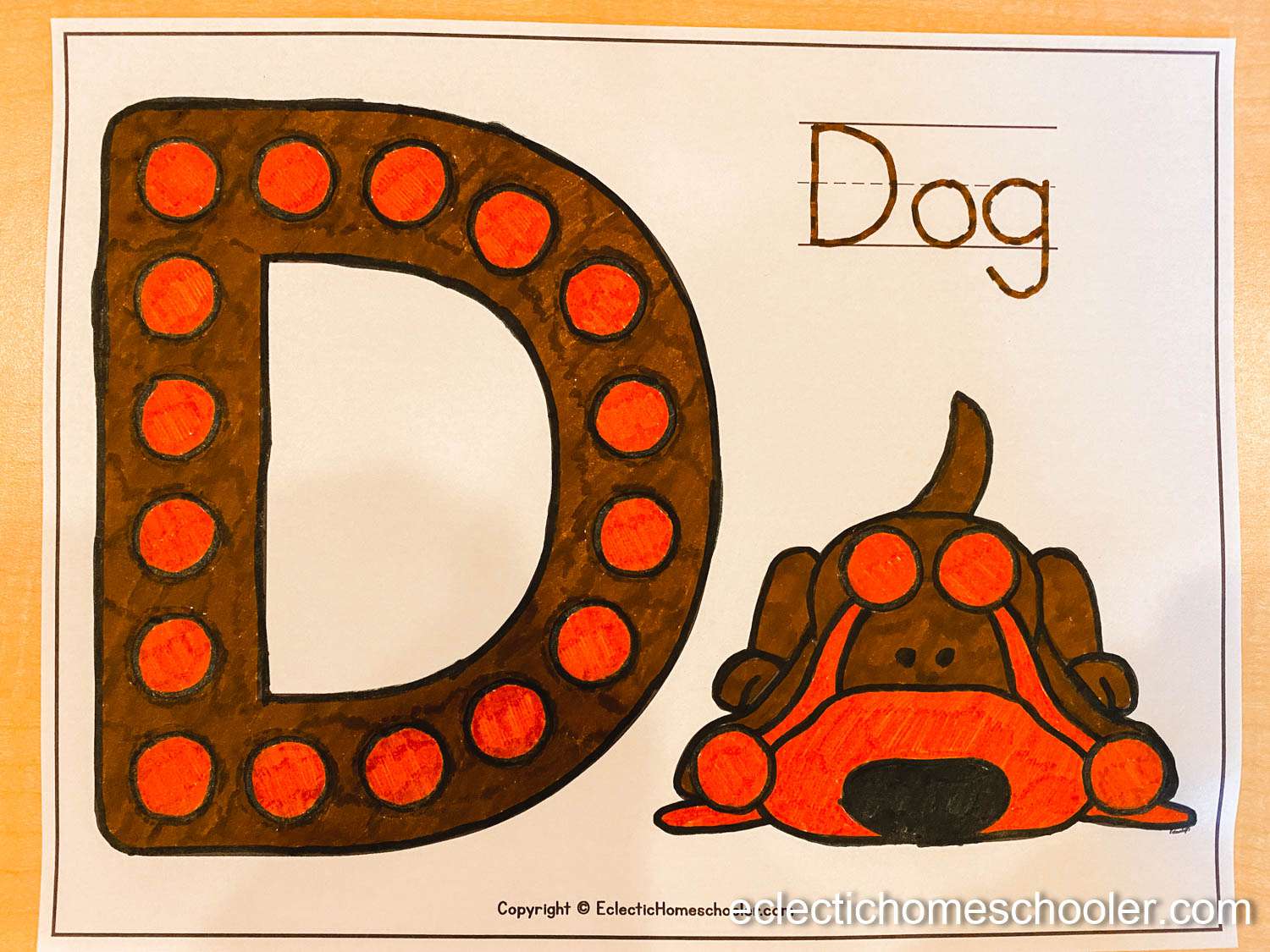 Letter D Printable Dot Pages with Markers