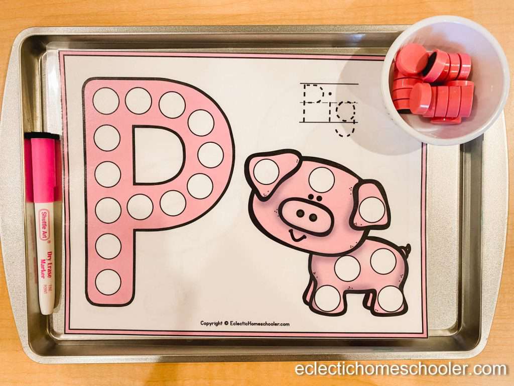 Letter P Printable Dot Pages with Power Magnets