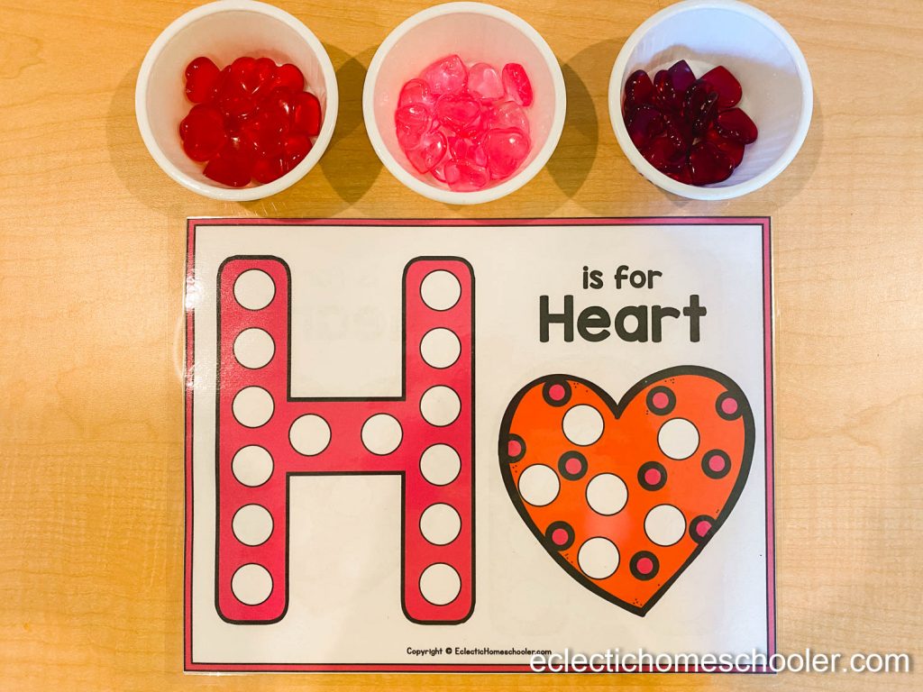 Letter H Printable With Heart Shaped Gems